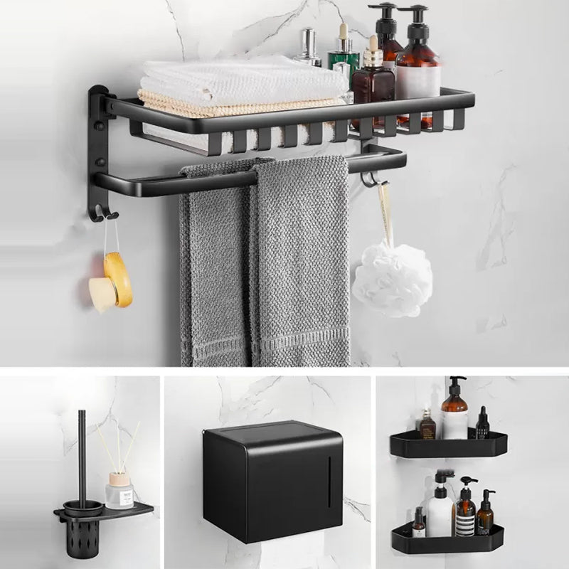 Modern Matte Black Bathroom Accessory Set Towel Bar/Paper Holder/Robe Hook Included