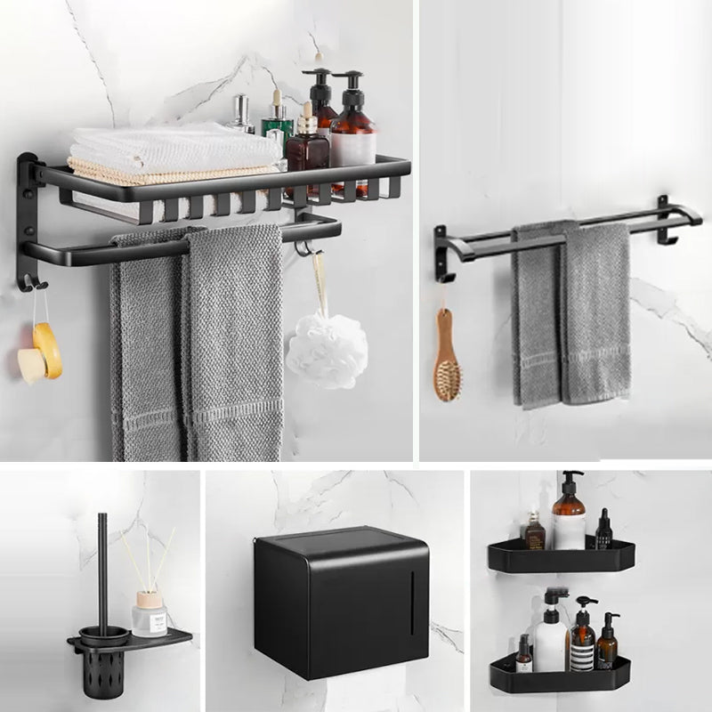 Modern Matte Black Bathroom Accessory Set Towel Bar/Paper Holder/Robe Hook Included