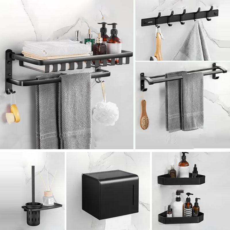 Modern Matte Black Bathroom Accessory Set Towel Bar/Paper Holder/Robe Hook Included