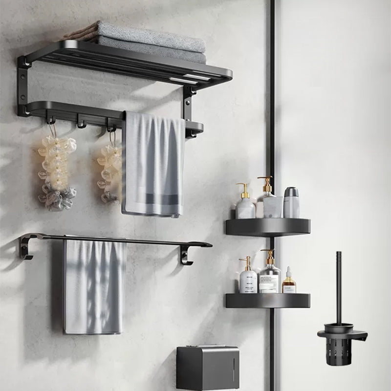 Modern Matte Black Bathroom Accessory Set Towel Bar/Paper Holder/Robe Hook Included