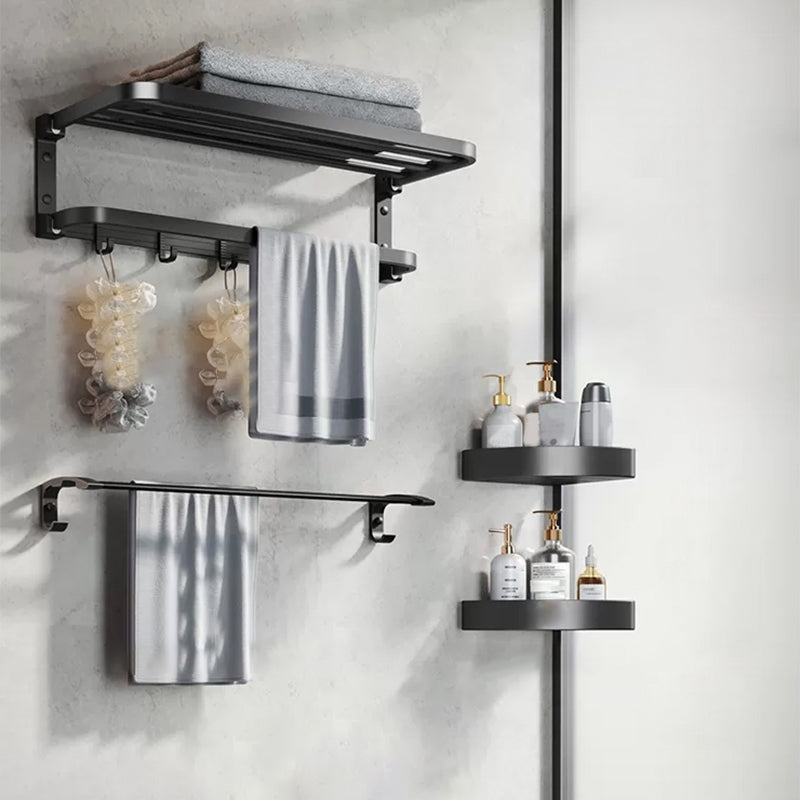 Modern Matte Black Bathroom Accessory Set Towel Bar/Paper Holder/Robe Hook Included