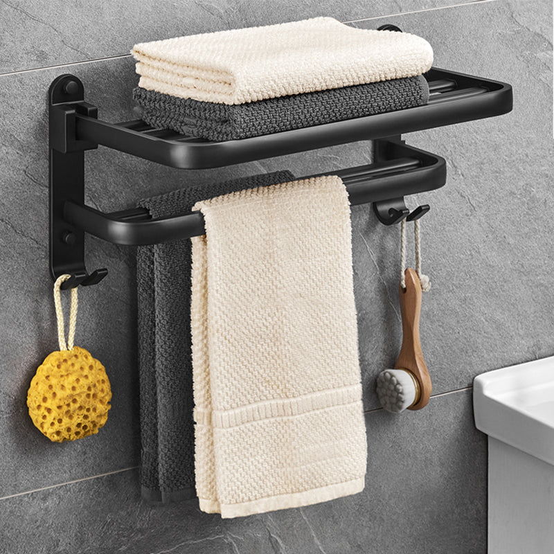 Matte Black 5-Piece Modern Bathroom Accessory Set with Bath Shelf/Tower Bar & Paper Holder