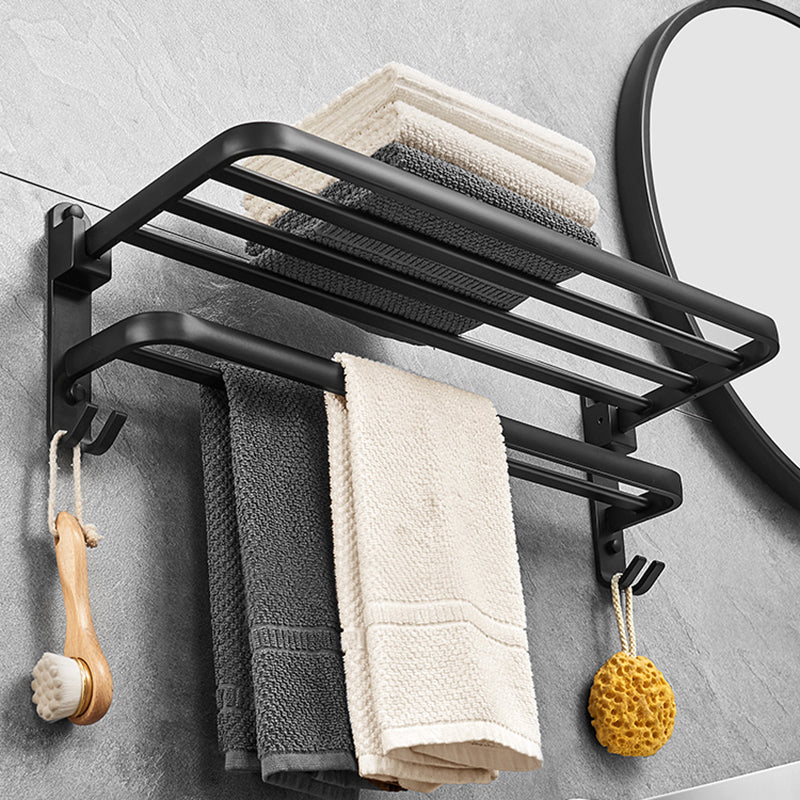 Matte Black 5-Piece Modern Bathroom Accessory Set with Bath Shelf/Tower Bar & Paper Holder