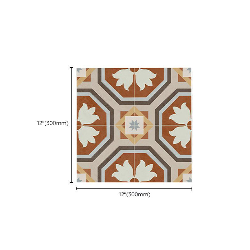 Square Interior Vinyl Flooring Peel and Stick Flower Print Waterproof Vinyl Flooring