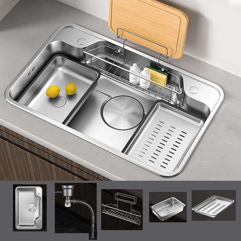 Contemporary Style Kitchen Sink Stainless Steel Drop-In Rustproof Kitchen Sink