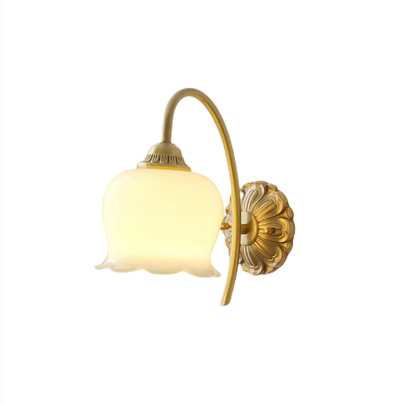 Modern Metal Wall Sconce Flower Shape 1 Light Vanity Lamp with Resin Shade