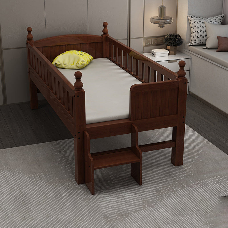 Traditional Nursery Crib Espresso Wood Nursery Bed with Guardrail