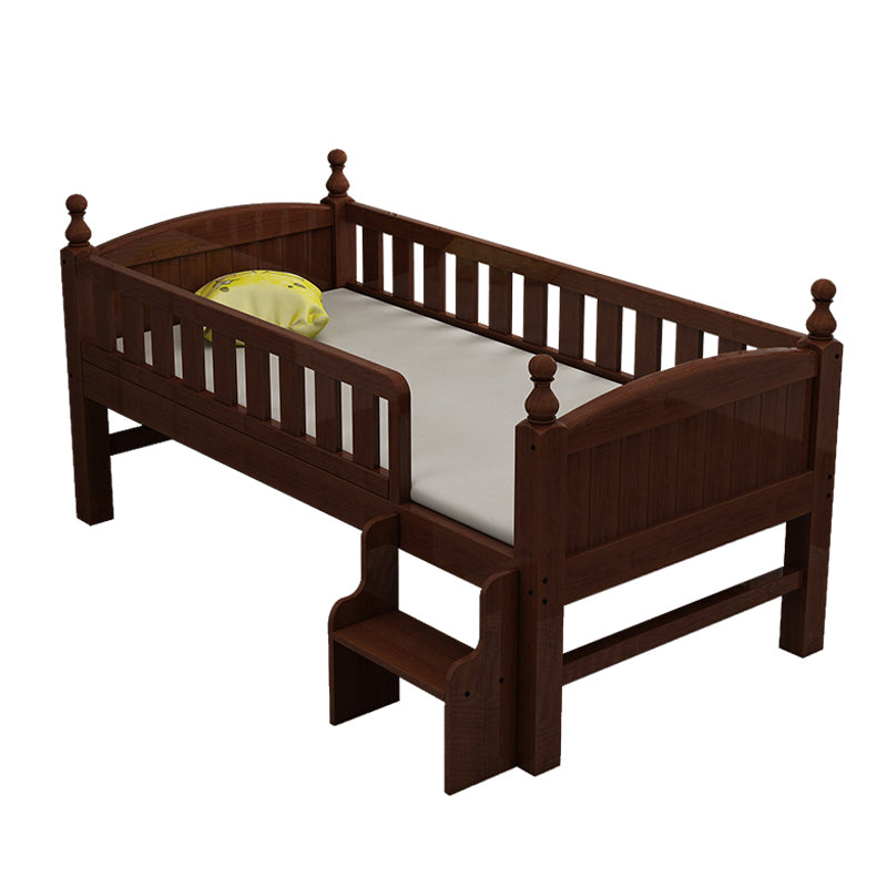 Traditional Nursery Crib Espresso Wood Nursery Bed with Guardrail