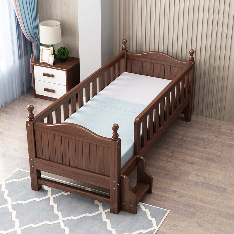 Espresso Wood Baby Crib Traditional Nursery Crib with Guardrail