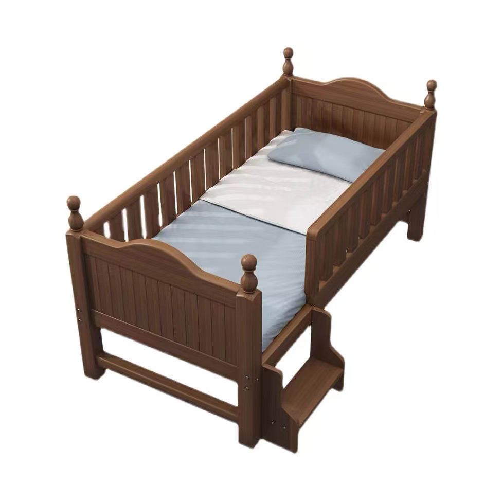 Espresso Wood Baby Crib Traditional Nursery Crib with Guardrail