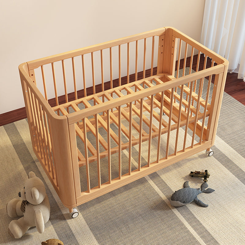 Wood Baby Crib 2-in-1 Convertible Crib Nursery Bed with Casters