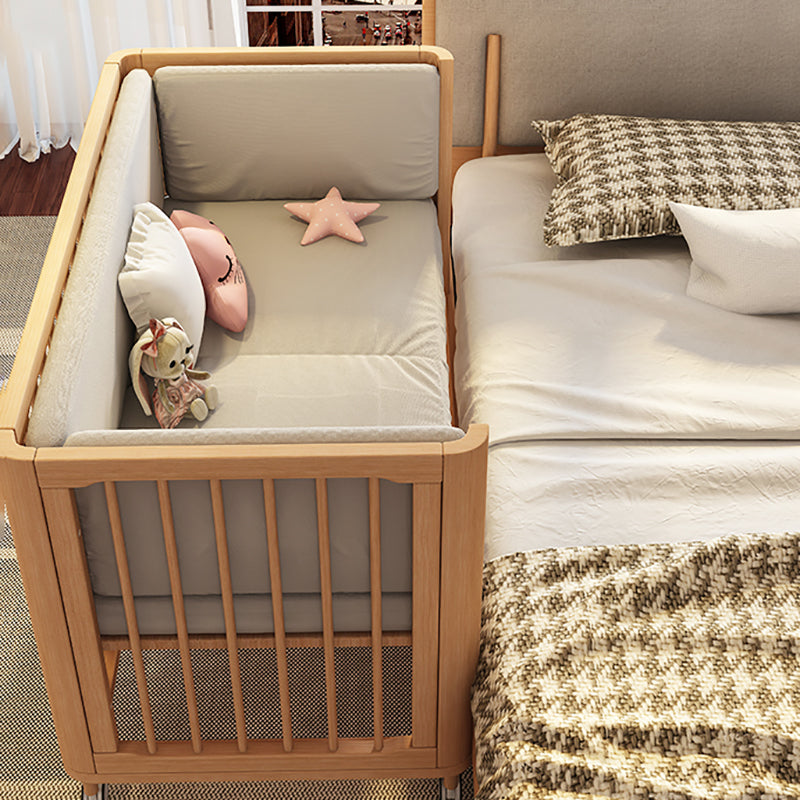 Wood Baby Crib 2-in-1 Convertible Crib Nursery Bed with Casters