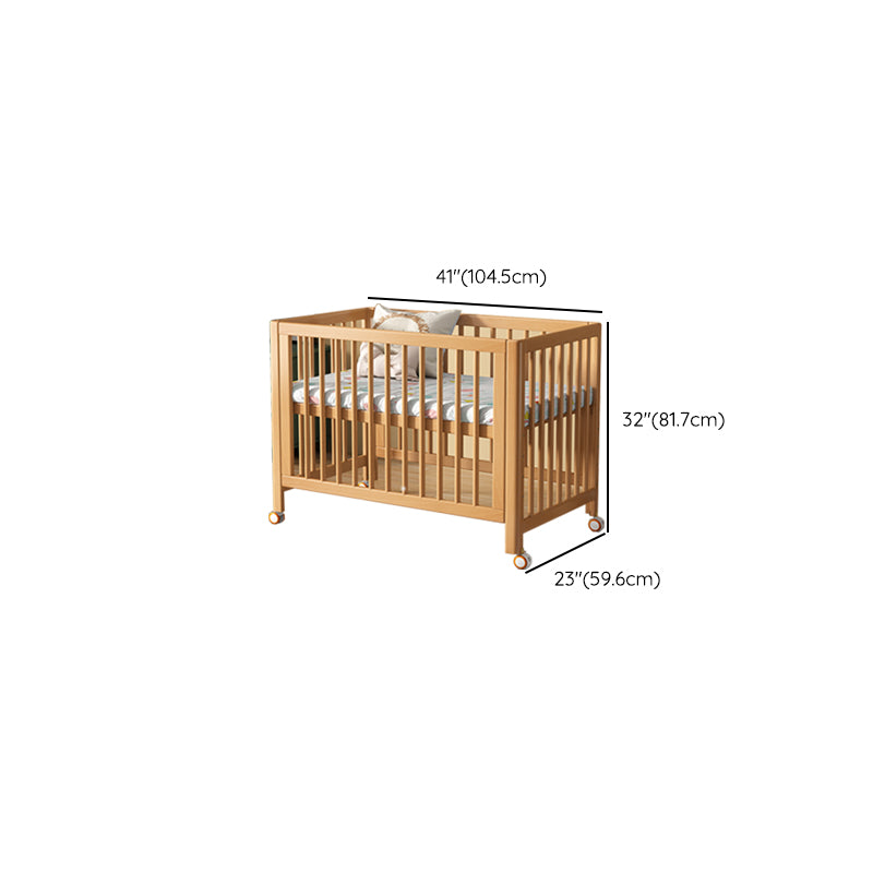 Baby Crib 2-in-1 Convertible Crib Nursery Bed with Guardrail and Casters