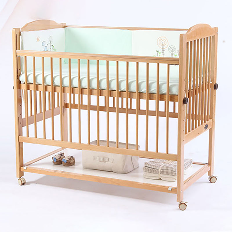 Light Wood Nursery Bed Under Crib Storage Beech Convertible Crib