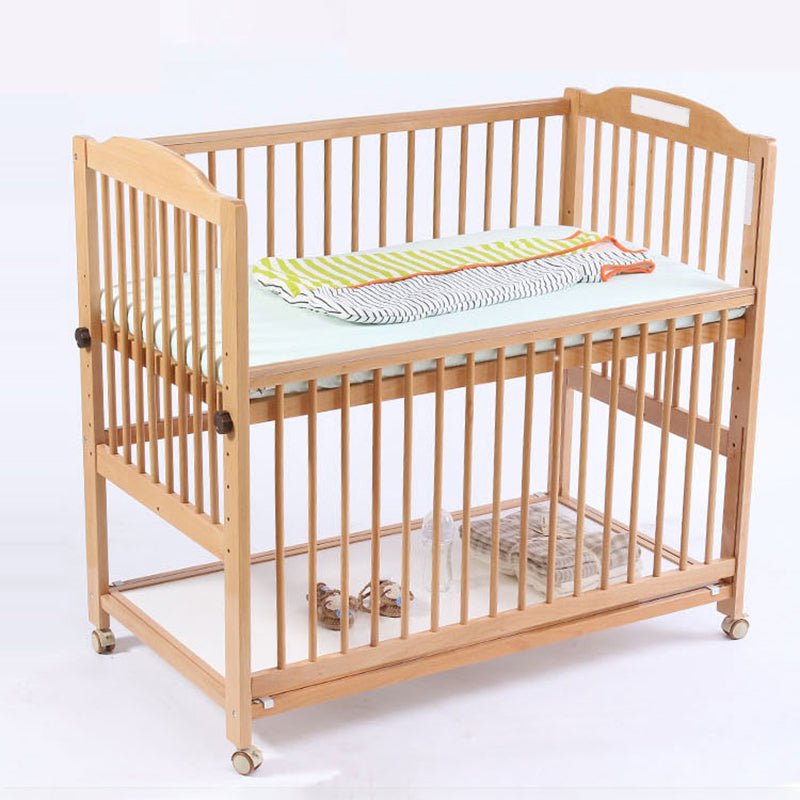 Light Wood Nursery Bed Under Crib Storage Beech Convertible Crib