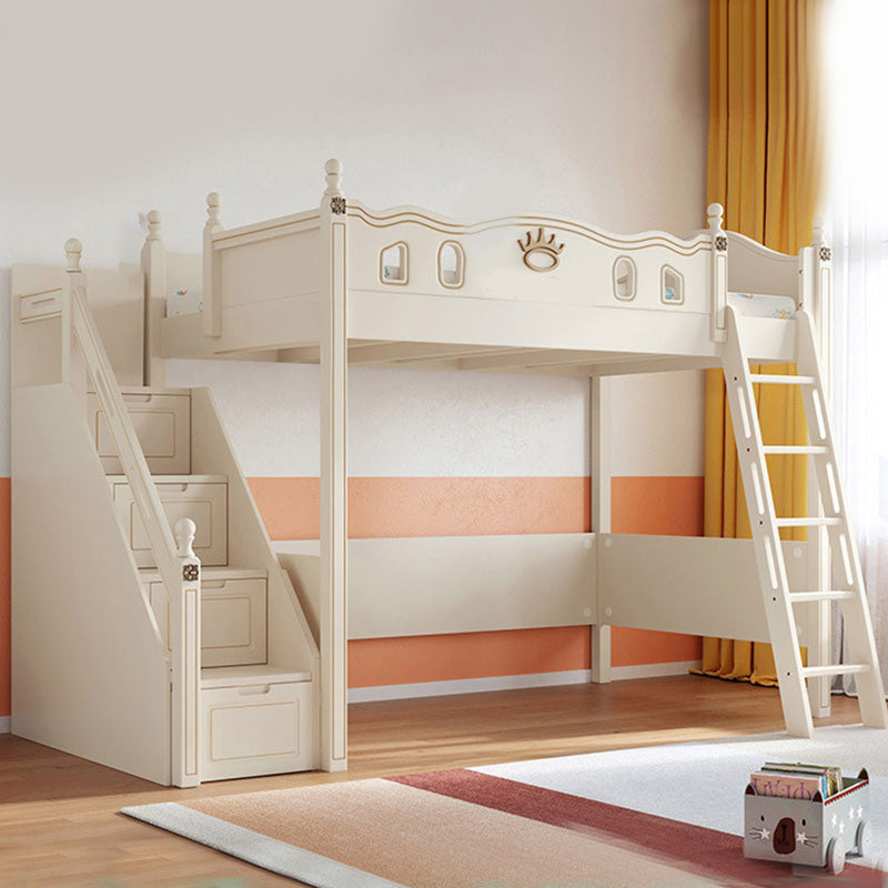 Stairway Loft Bed Mattress Included No Theme Bunk Bed with Guardrail