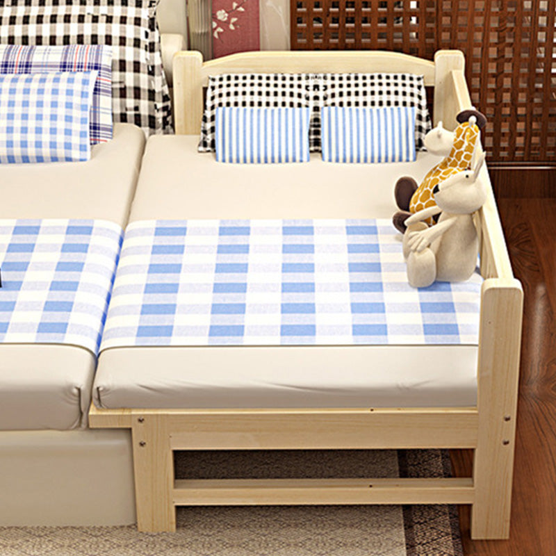 Contemporary Solid Wood Standard Bed with Detachable Guardrails in Natural