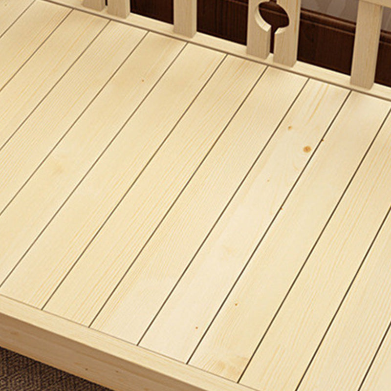 Contemporary Solid Wood Standard Bed with Detachable Guardrails in Natural