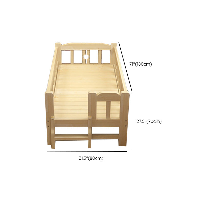 Contemporary Solid Wood Standard Bed with Detachable Guardrails in Natural