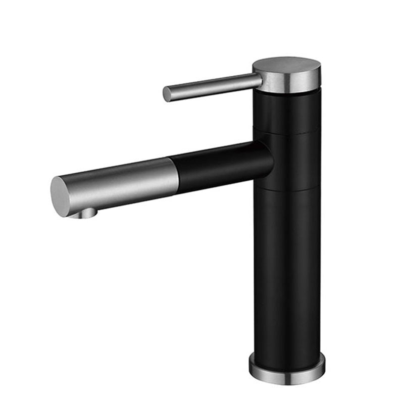 Modern Vessel Sink Faucet Stainless Steel Single Handle Low Arc Retractable Vessel Faucet