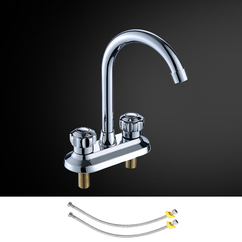 High-Arc Swivel Faucet Two Handles Brass Vessel Faucet for Bathroom