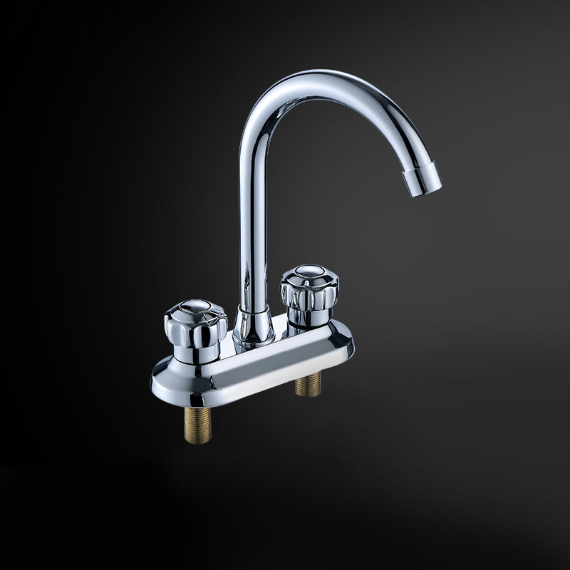 High-Arc Swivel Faucet Two Handles Brass Vessel Faucet for Bathroom