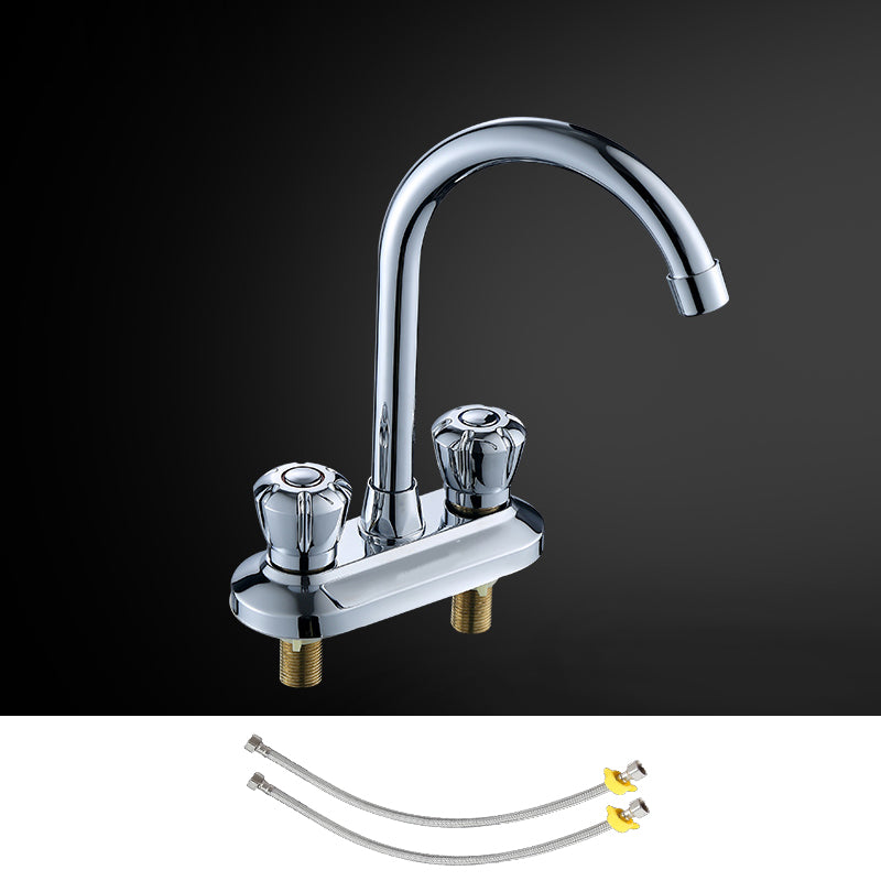 High-Arc Swivel Faucet Two Handles Brass Vessel Faucet for Bathroom