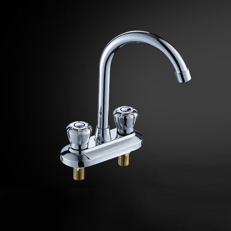 High-Arc Swivel Faucet Two Handles Brass Vessel Faucet for Bathroom