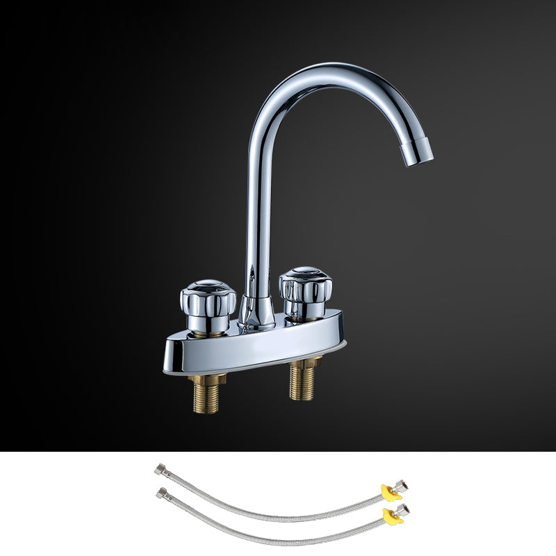 High-Arc Swivel Faucet Two Handles Brass Vessel Faucet for Bathroom