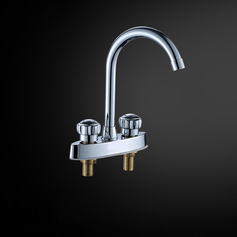 High-Arc Swivel Faucet Two Handles Brass Vessel Faucet for Bathroom