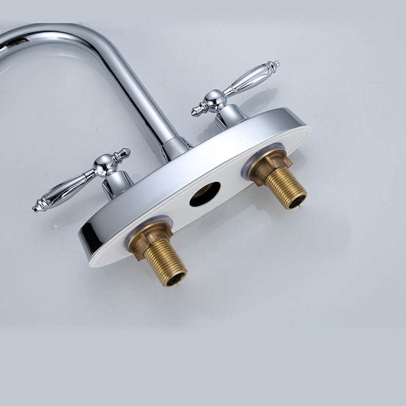 High-Arc Swivel Faucet Two Handles Brass Vessel Faucet for Bathroom