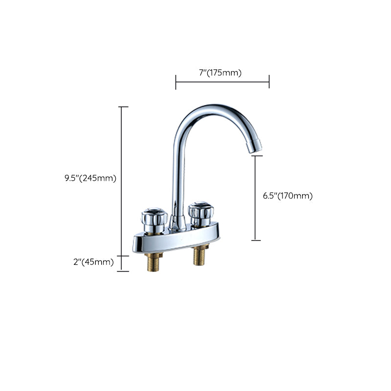 High-Arc Swivel Faucet Two Handles Brass Vessel Faucet for Bathroom