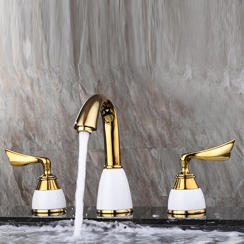 Glam Widespread Sink Faucet Lever Handles 3 Holes Solid Brass Faucet