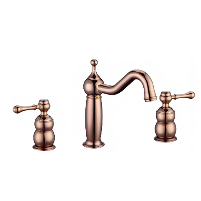 Glam Widespread Sink Faucet Lever Handles 3 Holes Solid Brass Faucet