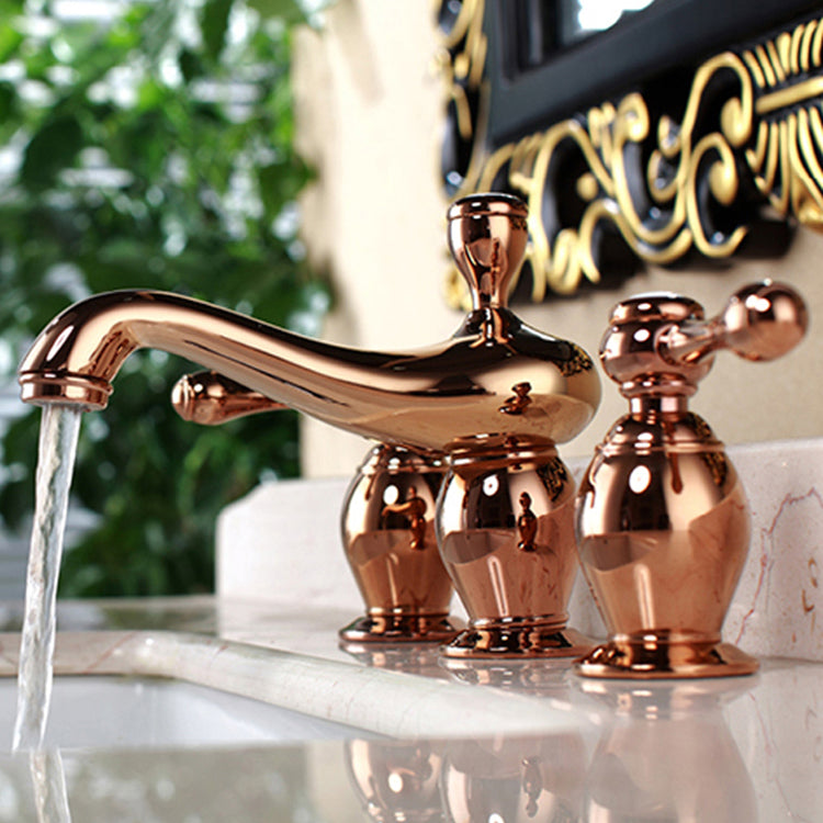 Glam Widespread Sink Faucet Lever Handles 3 Holes Solid Brass Faucet