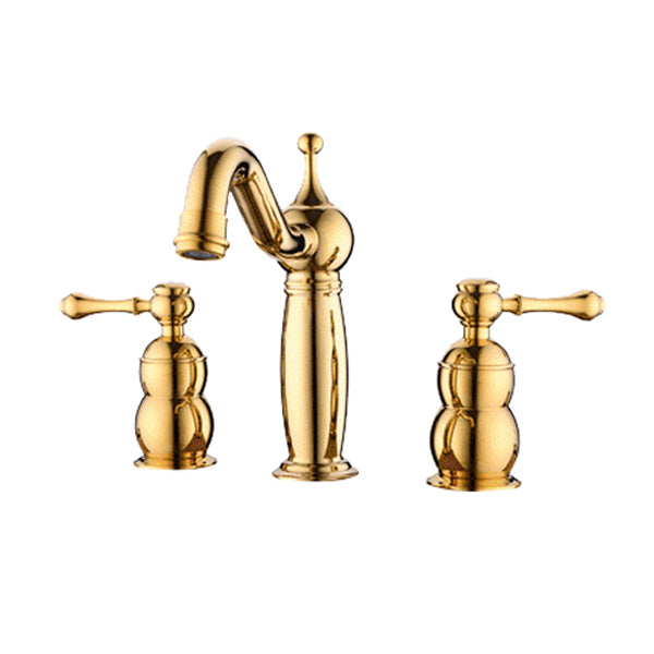 Glam Widespread Sink Faucet Lever Handles 3 Holes Solid Brass Faucet