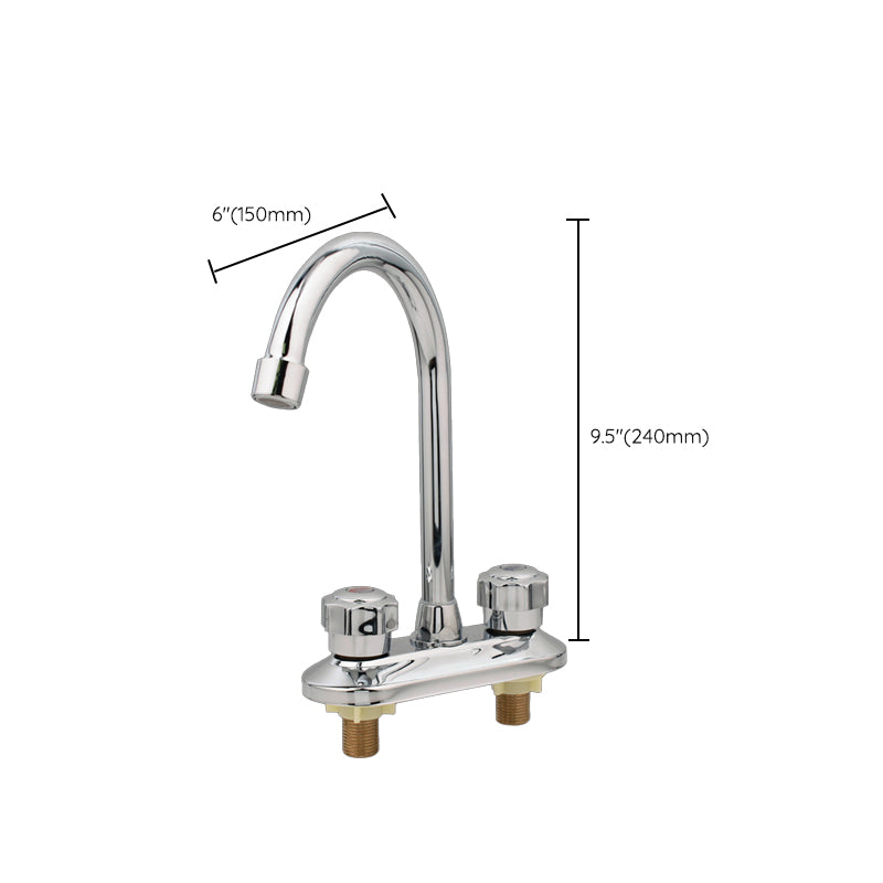 Modern Kitchen Sink Faucet Brass Double Knob Handle Gooseneck Bar Prep Kitchen Faucet