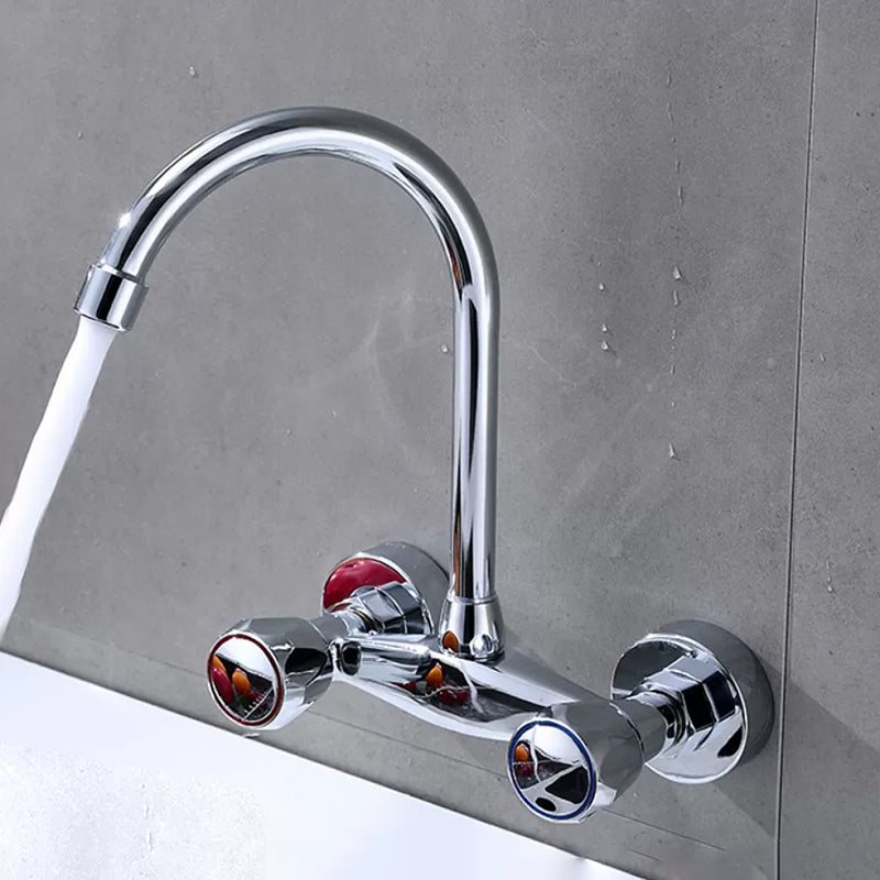 Modern Bar Faucet Brass Knob Handle Swivel Spout Wall Mounted Pot Filler Faucet