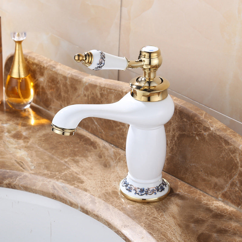 Luxury Vessel Faucet Brass Lever Handles Low Arc Basin Lavatory Faucet