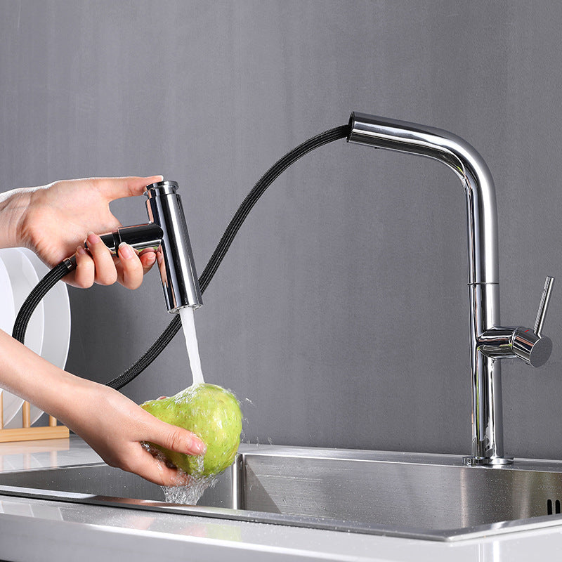 Modern Pull Down Single Handle Kitchen Faucet 1 Hold Faucet with Pull Out Sprayer