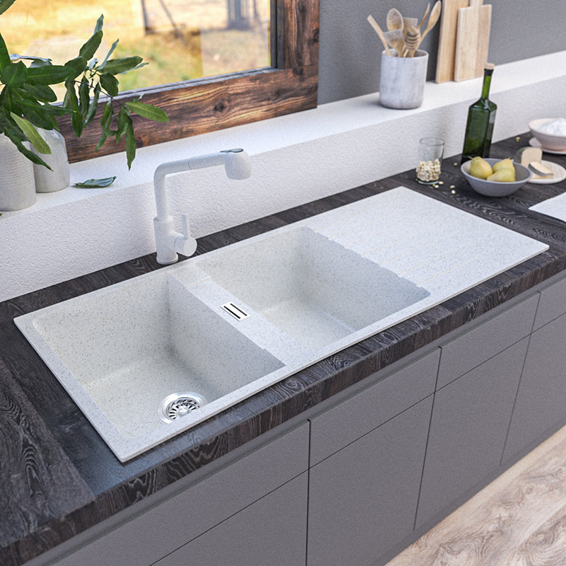 Contemporary Kitchen Sink Square Double Sink with Drain Assembly(Not Included Faucet)