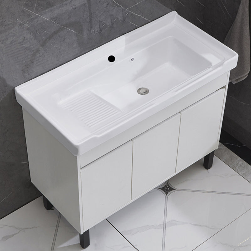 Single Sink Vanity Set Freestanding Rectangle 2 Doors Wood Bath Vanity