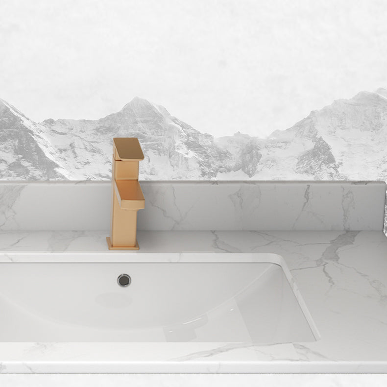 Double Sink Bath Vanity 2 Drawers Wall Mount Rectangle Vanity Set with Mirror