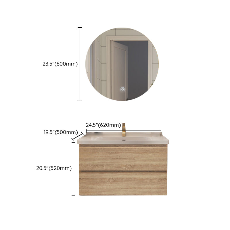 Drawers Bath Vanity Wood Mirror Rectangle Single Sink Wall Mount Vanity Set