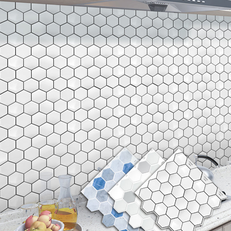 Peel and Stick Tiles Hexagonal Waterproof PVC Peel & Stick Mosaic Tile for Shower