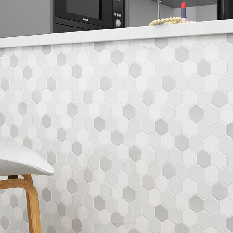 Peel and Stick Tiles Hexagonal Waterproof PVC Peel & Stick Mosaic Tile for Shower