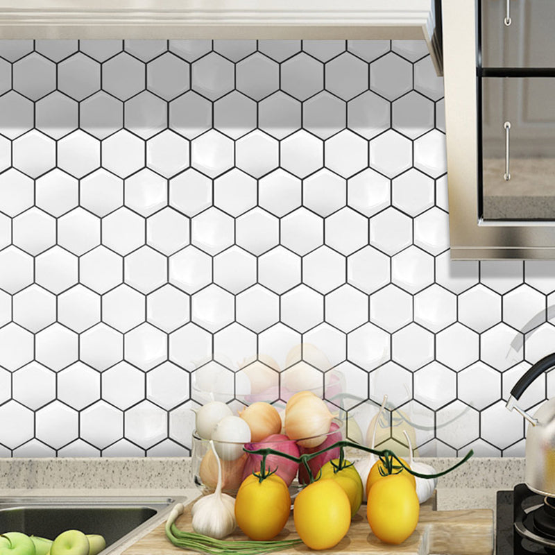 Peel and Stick Tiles Hexagonal Waterproof PVC Peel & Stick Mosaic Tile for Shower