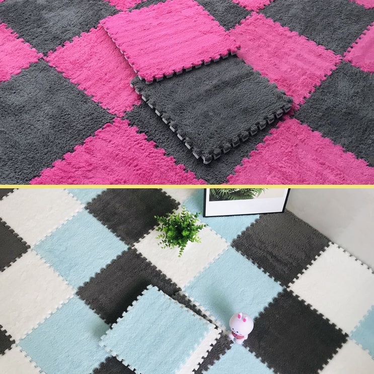 Fade Resistant Carpet Tile Solid Color Interlocking Carpet Floor Tile