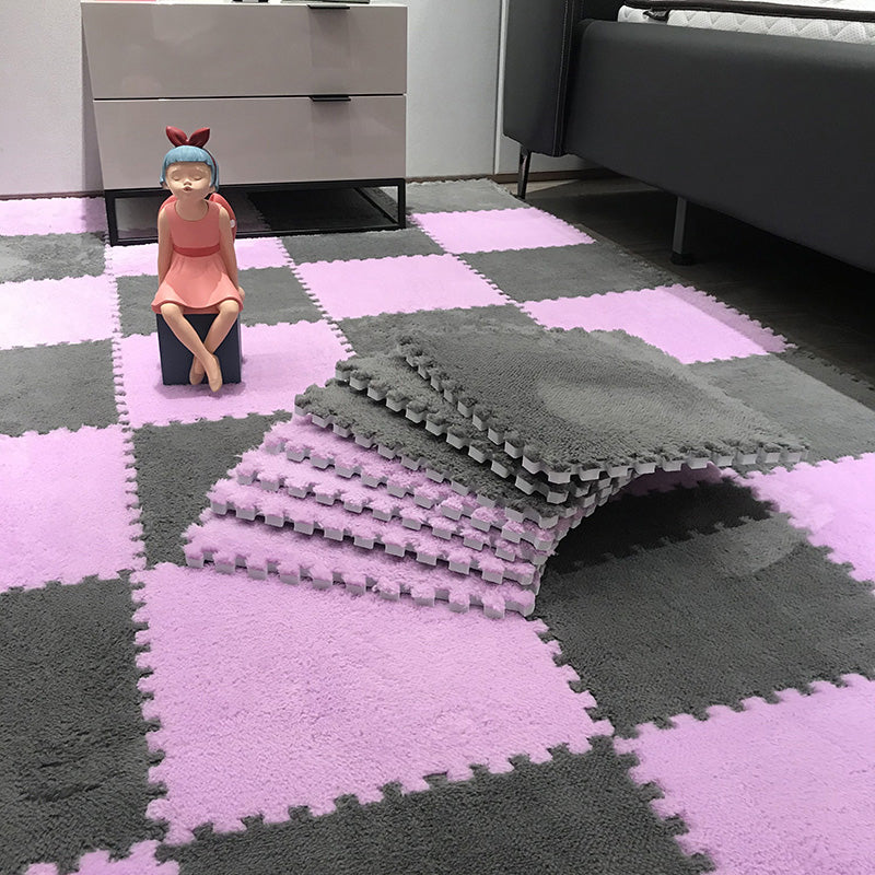 Fade Resistant Carpet Tile Solid Color Interlocking Carpet Floor Tile