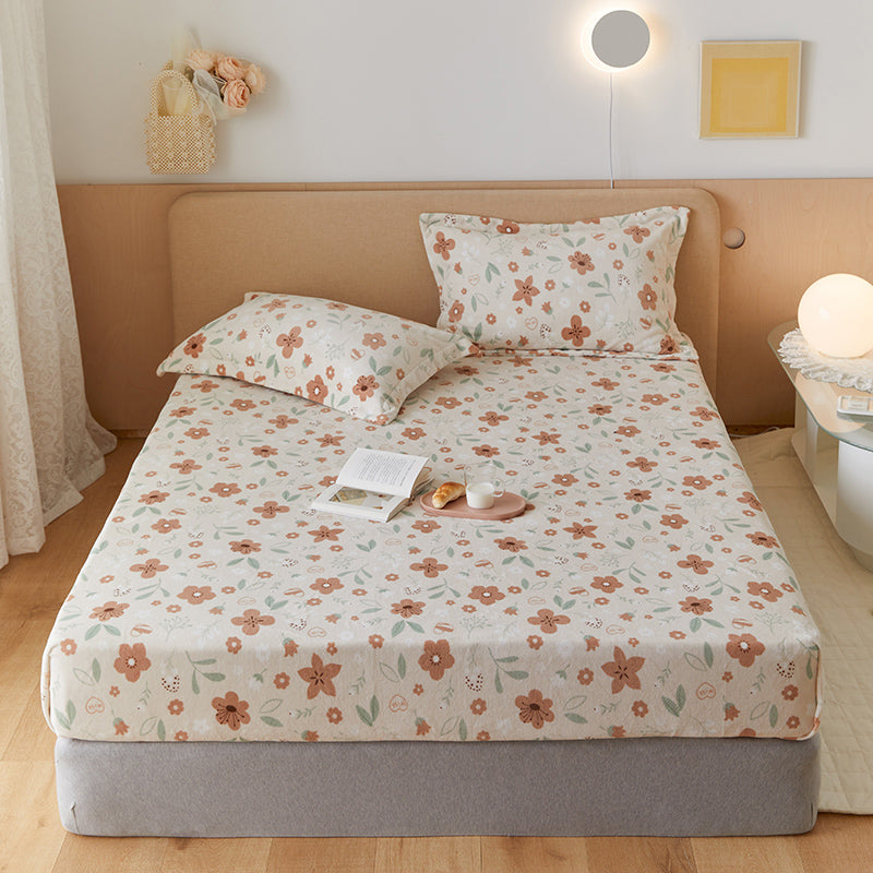 Fitted Sheet Cartoon Pattern Flannel Non-Pilling Fade Resistant Bed Sheet Set